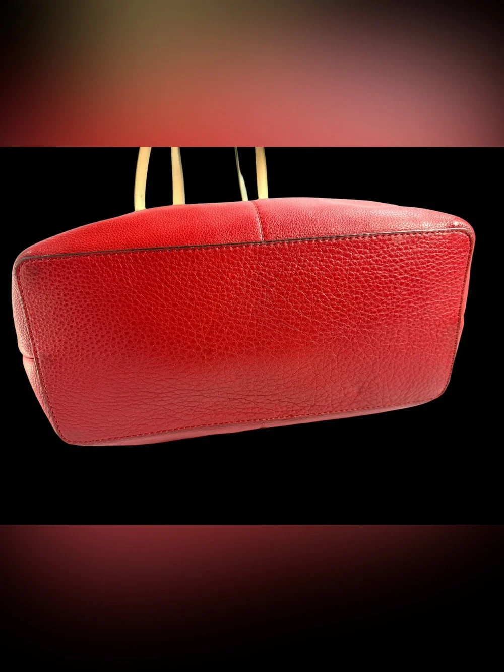 Michael Kors Red Leather Tote with Cream Shoulder Straps